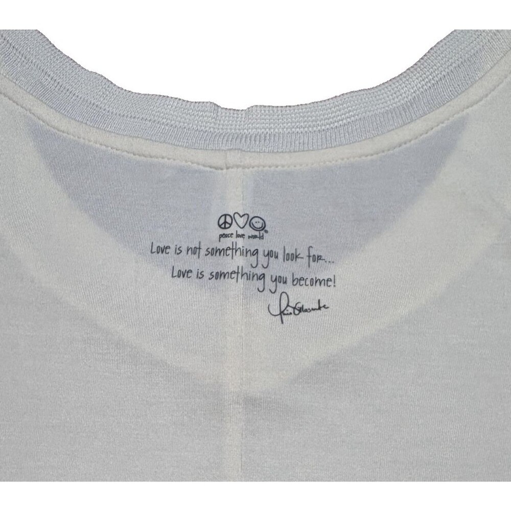 Peace Love World Women's Ivory T-Shirt Asymmetric Hem Plus Size 1X